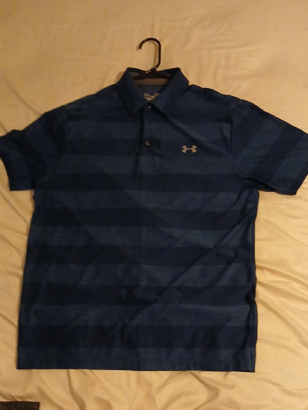 Under Armour Men’s Navy and Royal Blue Horizontal Stripe Polo